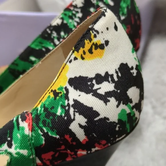 Marc Fisher Open Toe Platform Heels, Red Black Green Yellow White, Size 9.5 M - Picture 8 of 15